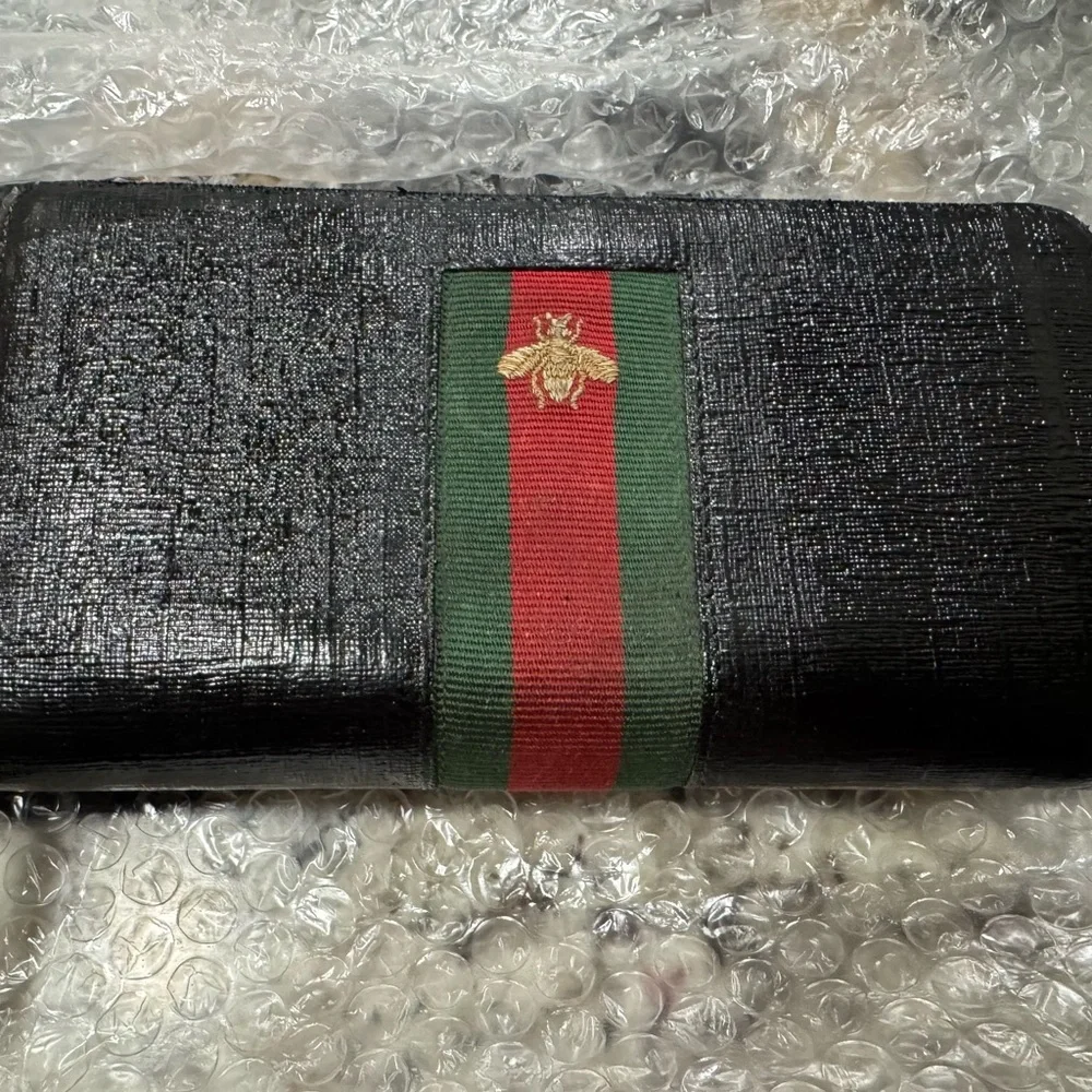 Gucci Black Green Wallet vintage - Picture 3 of 14